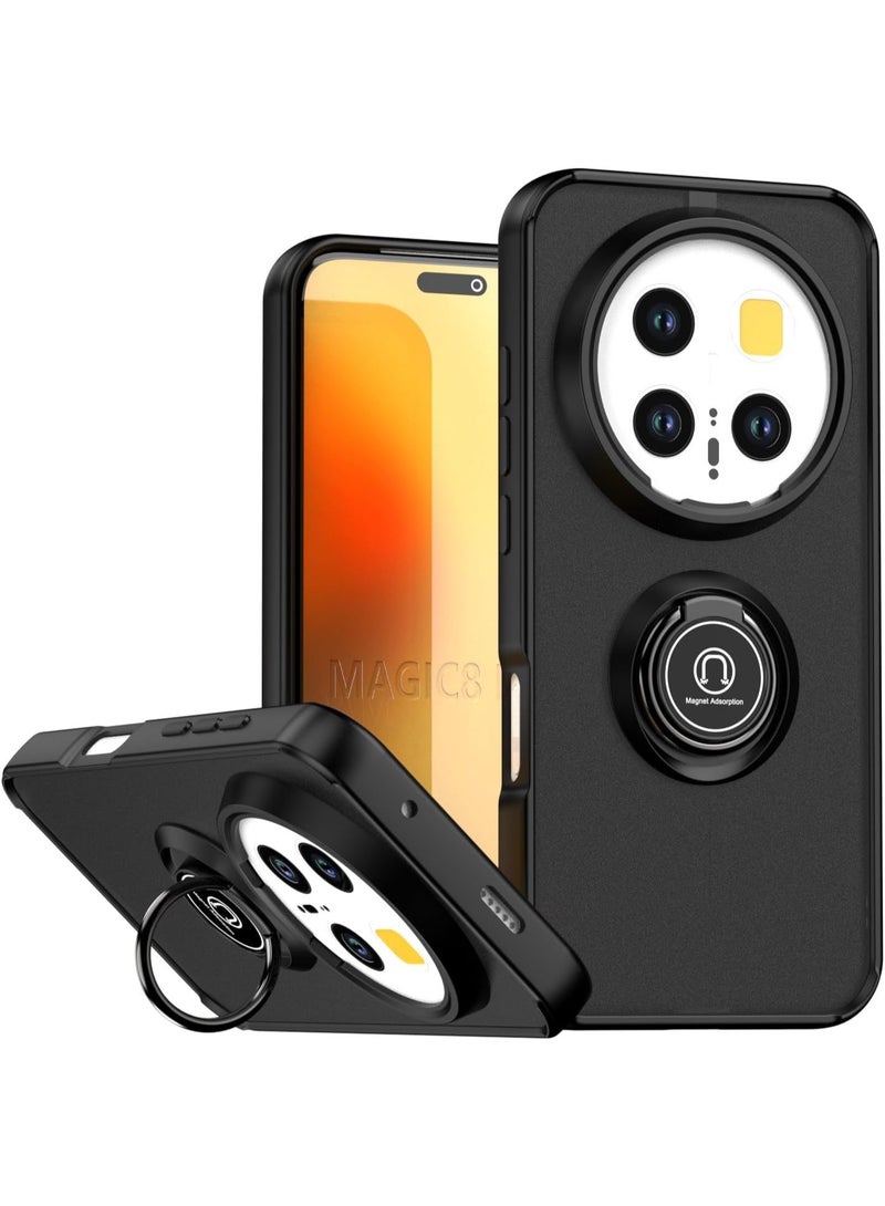 Case For Honor Magic 8 Pro Rotational Metal Ring Grip Kickstand Cover Magnetic Car Mount Holder Case Shockproof Anti Fingerprint Cover for Honor Magic 8 Pro - Image 1